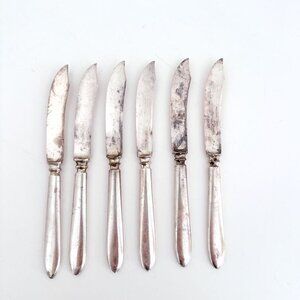 MERIDEN CUTLERY CO #12 FRUIT KNIVES SET OF 6 - 6" SILVER PLATE